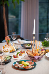 front view dinner table in restaurant during daytime food dish night cafe cuisine kitchen