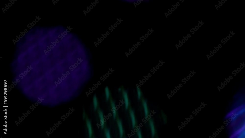 Wall mural blue and purple electric bokeh background. shimmering bokeh overflow and light leaks transition on b