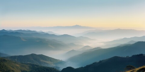 Fototapeta na wymiar panoramic view from peak of mountain reveals breathtaking vista of rolling hills and valleys, concept of Landscape photography, created with Generative AI technology