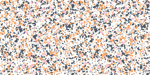 Terrazzo flooring seamless pattern with colorful marble rocks. Classic interior material background of mosaic stone. Trendy fashion print wallpaper for textile project or web backdrop.