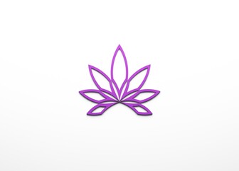 Naklejka premium Cannabis plant in minimalist style icon isolated on white background. 3D Render illustration