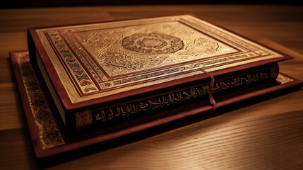 Fototapeta premium Quran - holy book of Islam in mosque. Generative ai