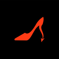 Obraz premium women shoes and devil tail vector logo premium sign