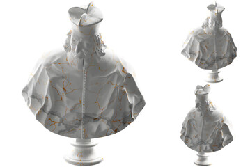 Renaissance statue with white marble and gold accents. Perfect for apparel, album covers, and online promotion.