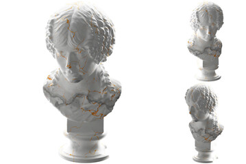 Obraz premium Renaissance statue in white marble and gold for apparel, album covers, and social media