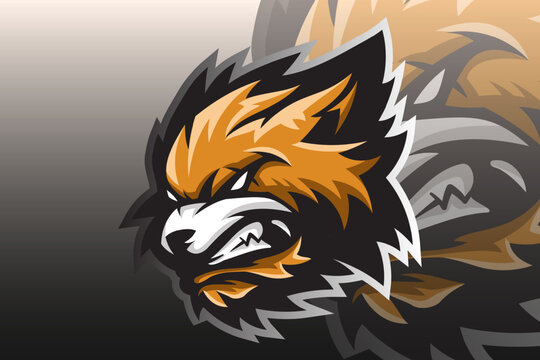 orange wolf vector mascot logo design with modern illustration concept style for badges, emblems, and t-shirt printing. angry wolf illustration for a sports and esports team