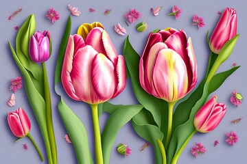 bouquet of pink tulips-Generate AI