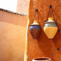 Old moroccan lamp on the wall generative art