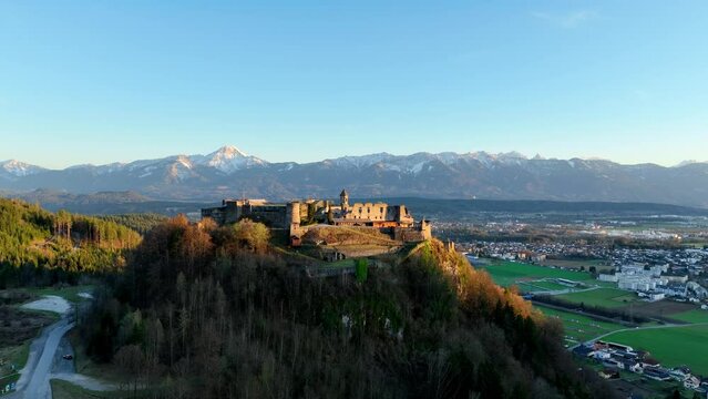 Landskron Castle in Villach Austria - aerial view - travel photography