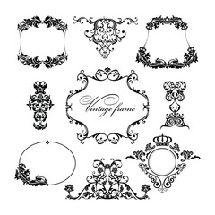 Decorative vintage frames and elements. Retro ornamental floral frame, ornaments and ornate border. Calligraphic frames. Vector for label, corporate identity, wedding invitation, card. Isolated