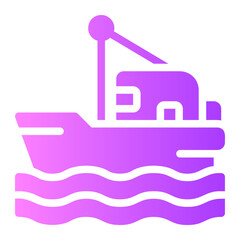 fishing boat gradient icon