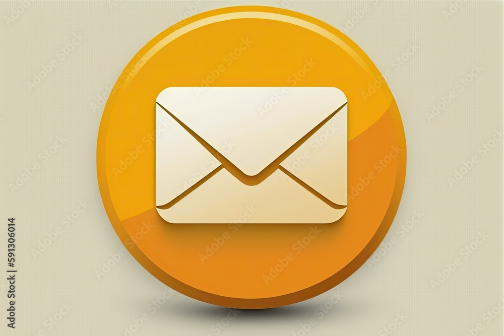 Aufkleber an orange circle with a white envelope on it, representing email or messaging. generative ai