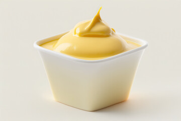 Homemade vanilla custard pudding in a bowl. Created with Generative AI Technology - obrazy, fototapety, plakaty
