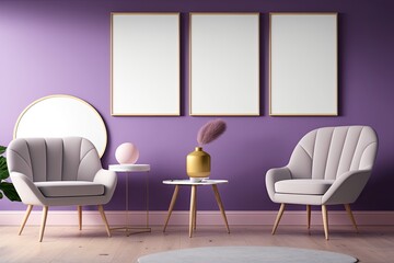 cozy living room with two chairs and a table. Generative AI