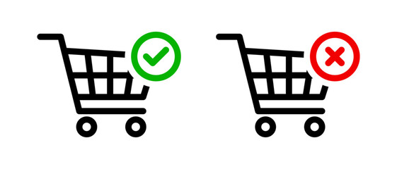 Shopping cart with check mark and cross icon © ValGraphic