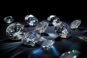 diamonds scattered on a unique surface - obrazy, fototapety, plakaty