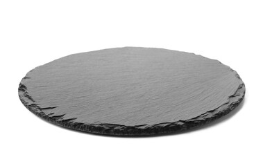 Round slate board isolated on white background