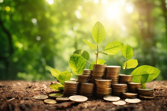 sustainable finance and green finance, symbolizing growth, money, money growth, Generative AI