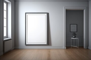 an Empty Room with a Decorative Picture Frame. Generative AI