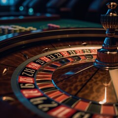 Obraz premium casino table, blurred bokeh background. Generative AI