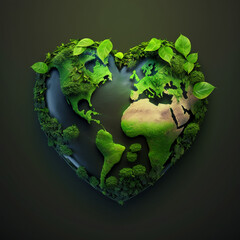 green heart - concept of environmental protection, Generative AI
