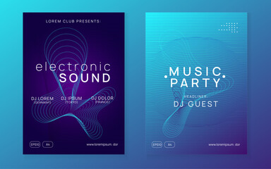 Naklejka premium Neon music flyer. Electro dance dj. Electronic sound fest. Techno trance party. Club event poster.