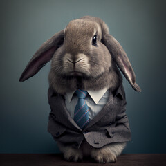 Easter bunny wearing a business suit. Generative AI