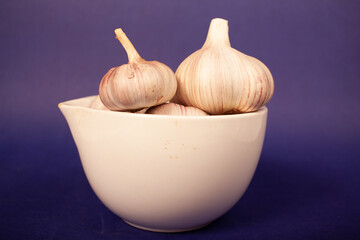 garlic on a blue background