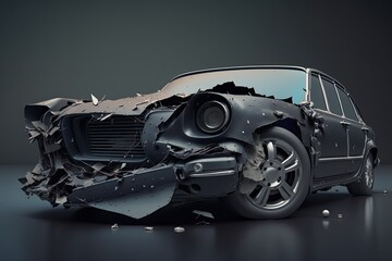 damaged car after a collision. Generative AI