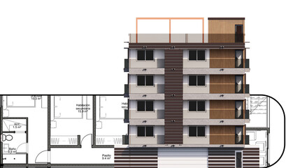 Four-Level Single Family Home, Modern Facade, Exterior Architecture, Urban Residence