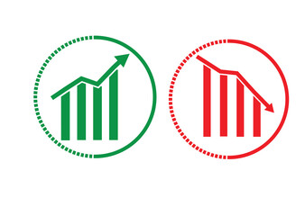 graph with up arrow and another graph showing down.