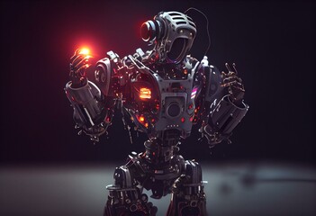 Obraz na płótnie Canvas Robot with led singing. Generative IA. Generative AI