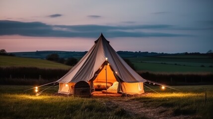 Fototapeta na wymiar Luxury Camping Dreams: Glamorous Outdoor Adventures, glamping experience, generative ai