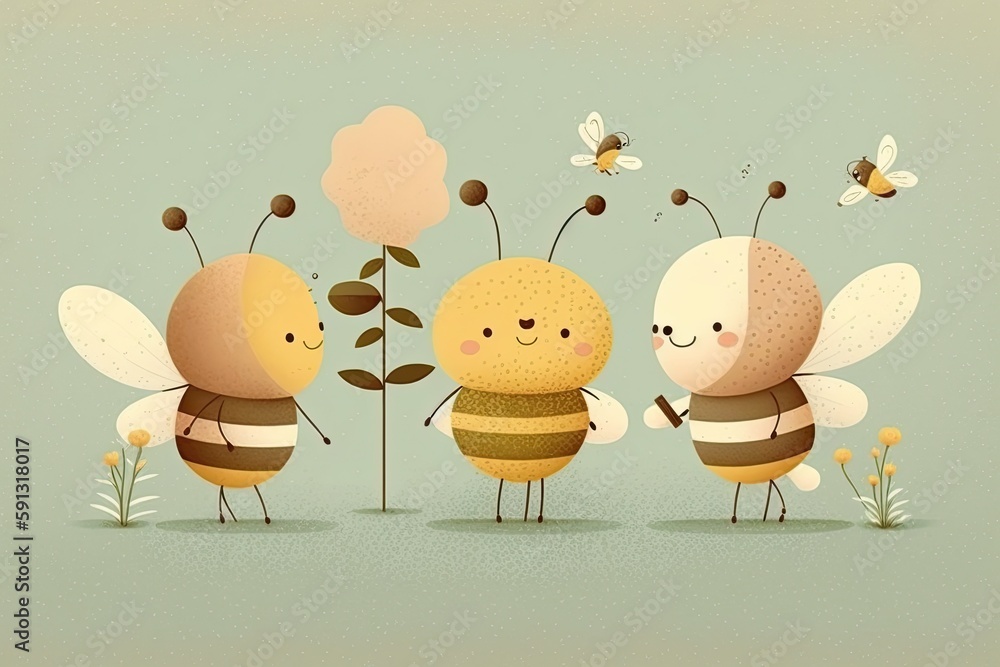 Poster swarm of bees clustered together on a honeycomb. generative ai