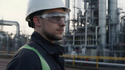 Obraz premium Empowered worker in industry with vision of the future