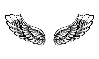 Vector angel wings tattoo design