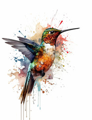 Hummingbird, birds, logo design, watercolor, beautiful. Generative AI