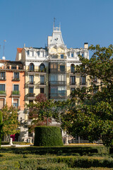 Plaza de oriente square  in Madrid near the royal palace, Spain