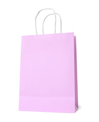 Pink gift paper bag on white background