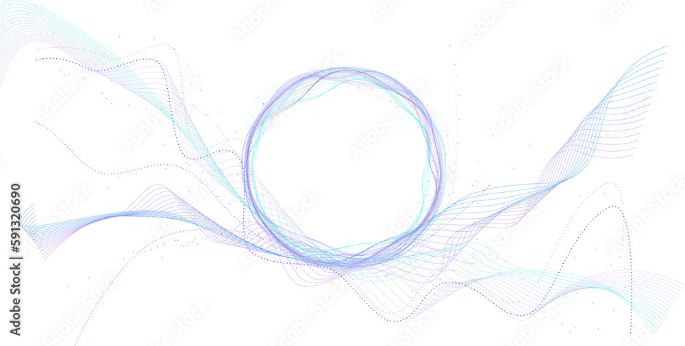 Aufkleber big data, ai, network connection structure, data transmission. cyclical wave figure of multicolored 