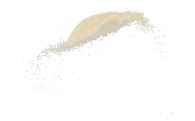Fototapeta na wymiar Brown Sugar flying explosion, brown grain sugar explode abstract cloud fly. Beautiful complete seed sugarcane splash in air, food object design. Selective focus freeze shot Black background isolated