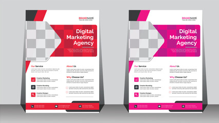 Obraz premium Creative Corporate & Business A4 Flyer and editable vector template design for marketing proposal, promotion digital marketing, Geometric shape Flyer Circle Abstract Colorful concepts. 