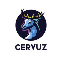 A blue deer head logo with editable words