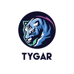 Blue Tiger Esport Mascot Vector Logo