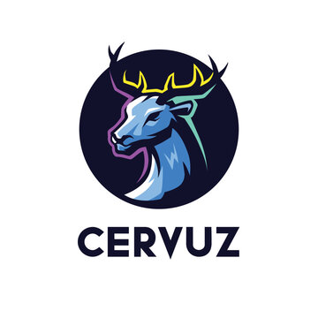 A Blue Deer Head Logo With Editable Words