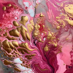 Fluid Art Pink and Gold