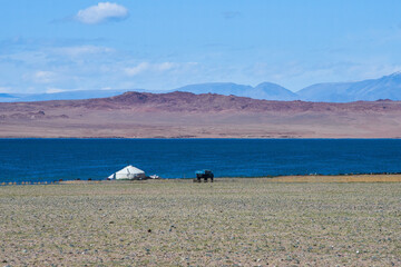 Landscape with mountains and lake