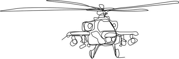 one line art. one continues art. hand-drawn illustration of a helicopter