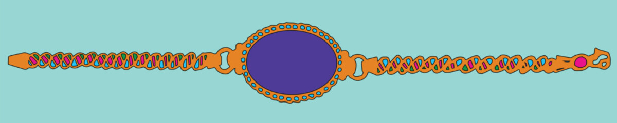 gold bracelet with amethyst cabochon, concept