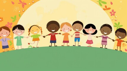 Kids of different races playing together